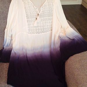Ombre wht/blues gauze coverup NWOT
